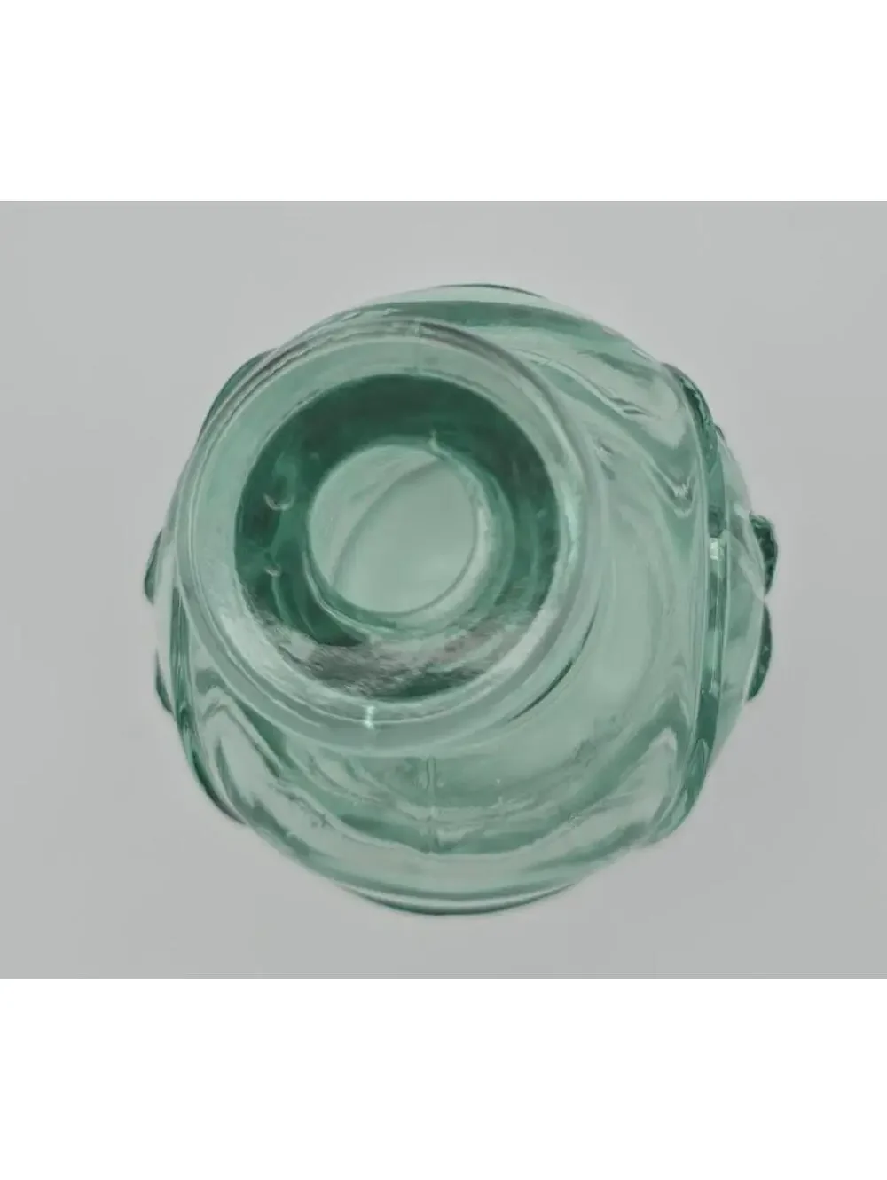 Vintage Libbey Canada Green Glass Decanter Vase w/Orchard Fruit Design